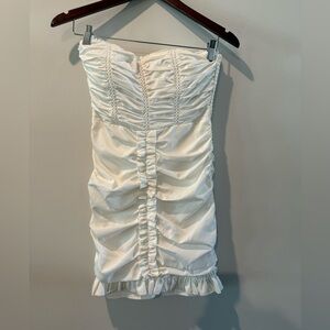Privy Strapless White Ruched Dress